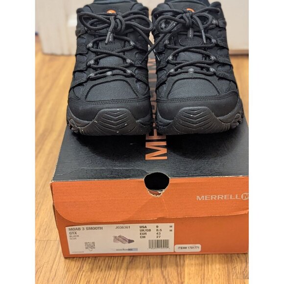 Merrell Moab 3 Smooth GTX Mens Hiking Shoes Black Size 9 M Breathable Waterproof - Picture 3 of 8